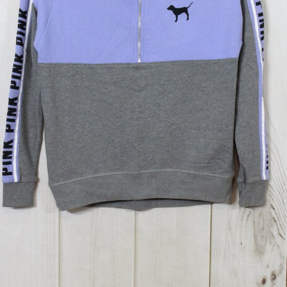 Victoria Secret's Pink High Neck Half Zip Purple Gray Pullover Sweatshirt Size S - Picture 4 of 12